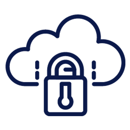 blue logo of a safe cloud